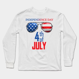 Independence Day American Flag Sunglasses 4th of July Long Sleeve T-Shirt